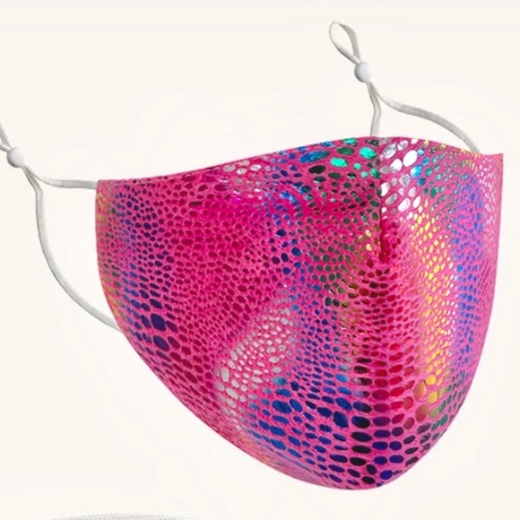 2/$9 Pink Rainbow Snakeskin Face Mask Set - Picture 3 of 10